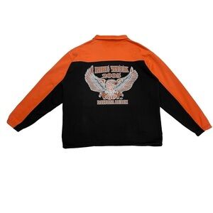 Vintage Daytona Beach Bike Week 2005 half zip sweater size L orange black